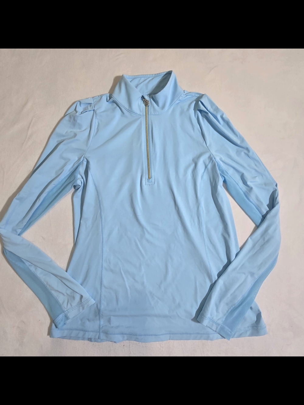 Luxletic Justine Half Zip Ventednlong Sleeve Top Light Blue Meryl Nylon UPF 50